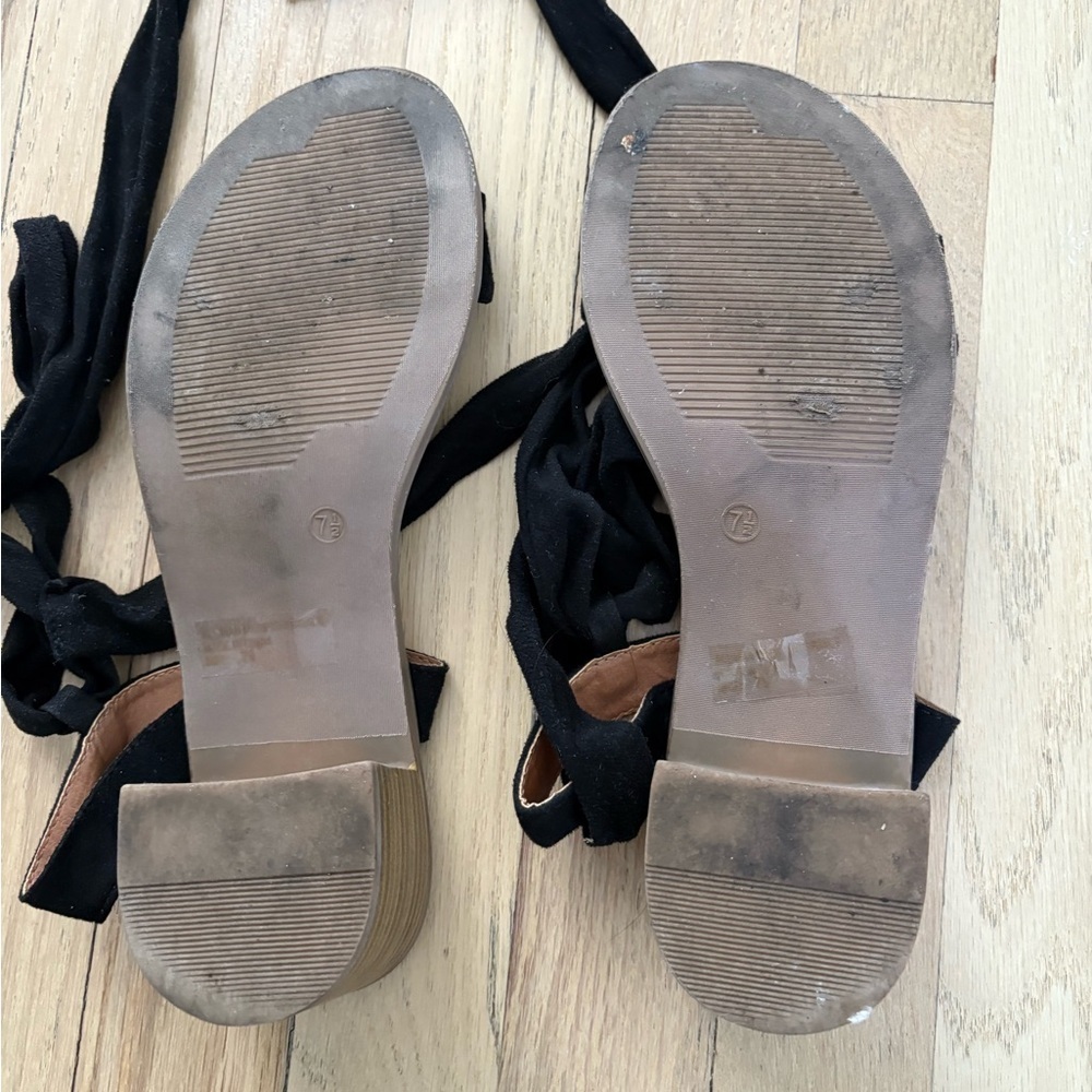 Black Lace Up Sandals - Picture 4 of 4
